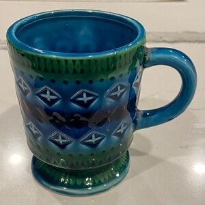 1967 H.H. Holt Howard Mug Coffee/Tea Cup Textured Geometric Teal Green MCM 7513